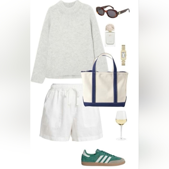 COS Linen Elastic Drawstring High Waisted White Bermuda Shorts - Picture 13 of 14